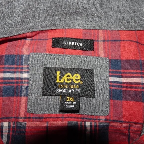Lee Button Front Shirt Men's Size 3XL Red Plaid Long Sleeve - Picture 7 of 11